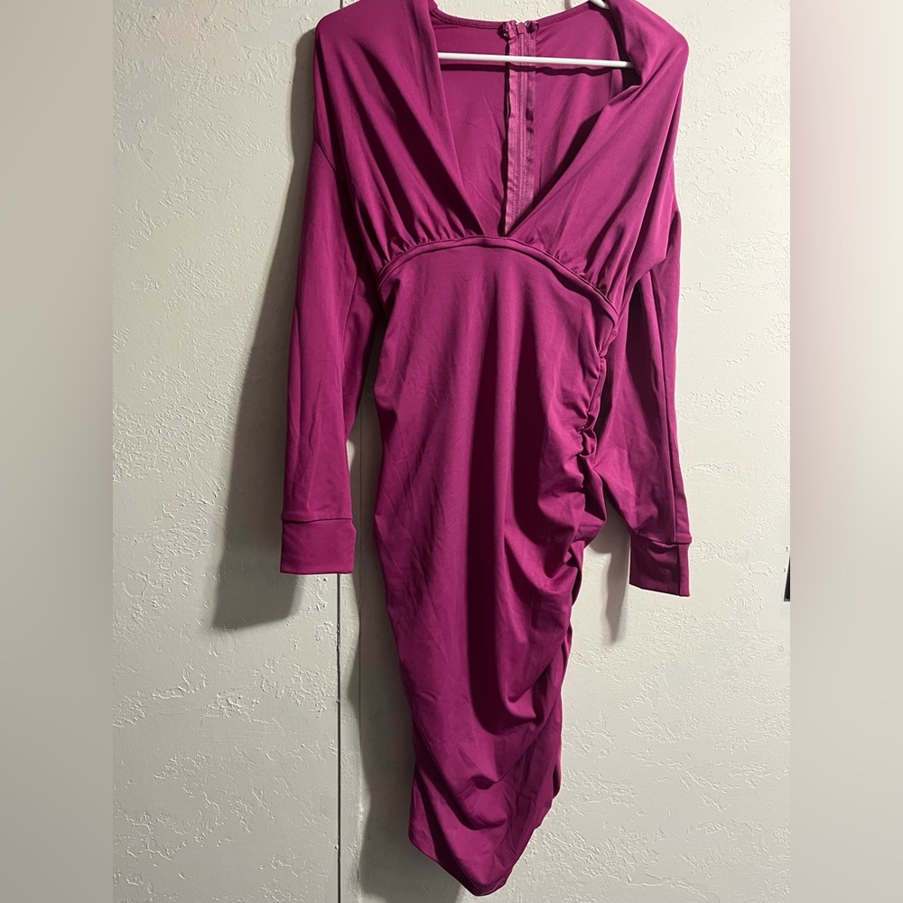Magenta Long Sleeve Dress